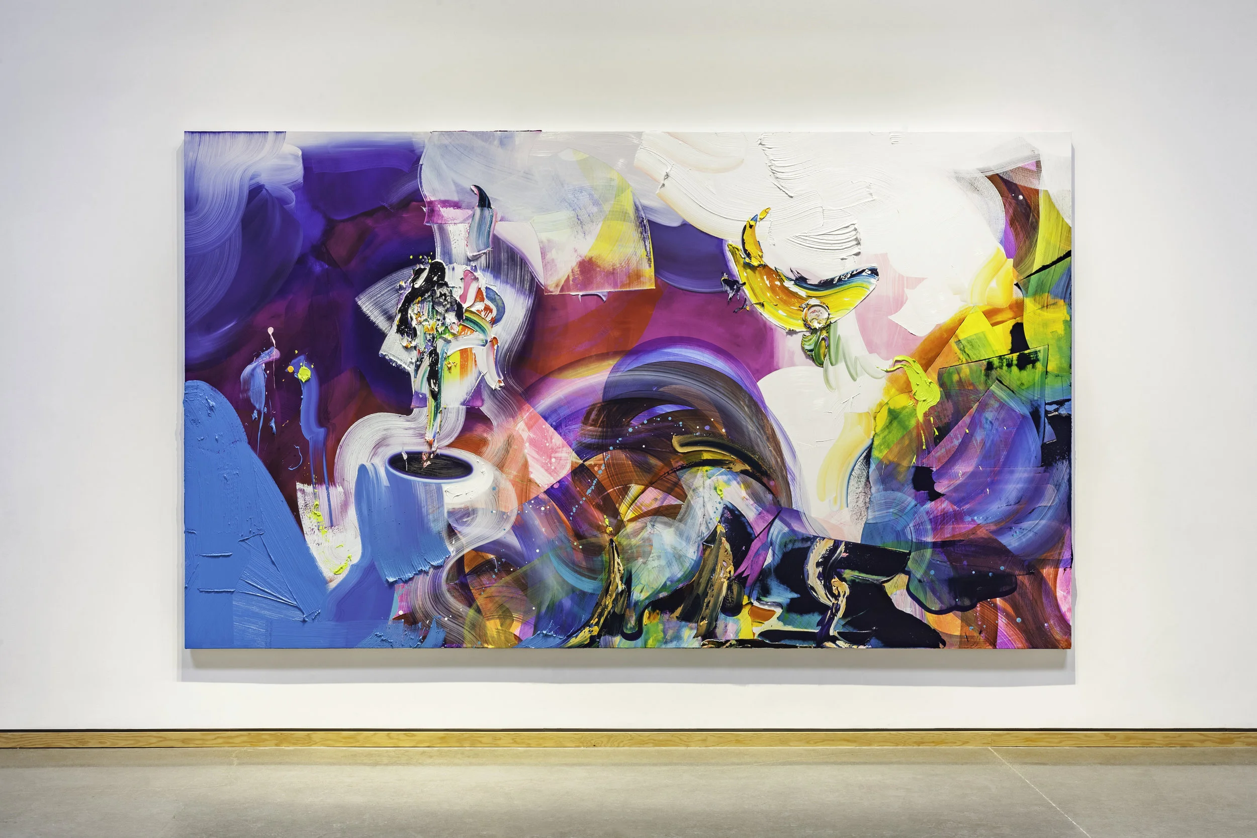 Sacred Well / oil, acrylic, and blue goldstone on canvas over panel / 84 x 144 inches
