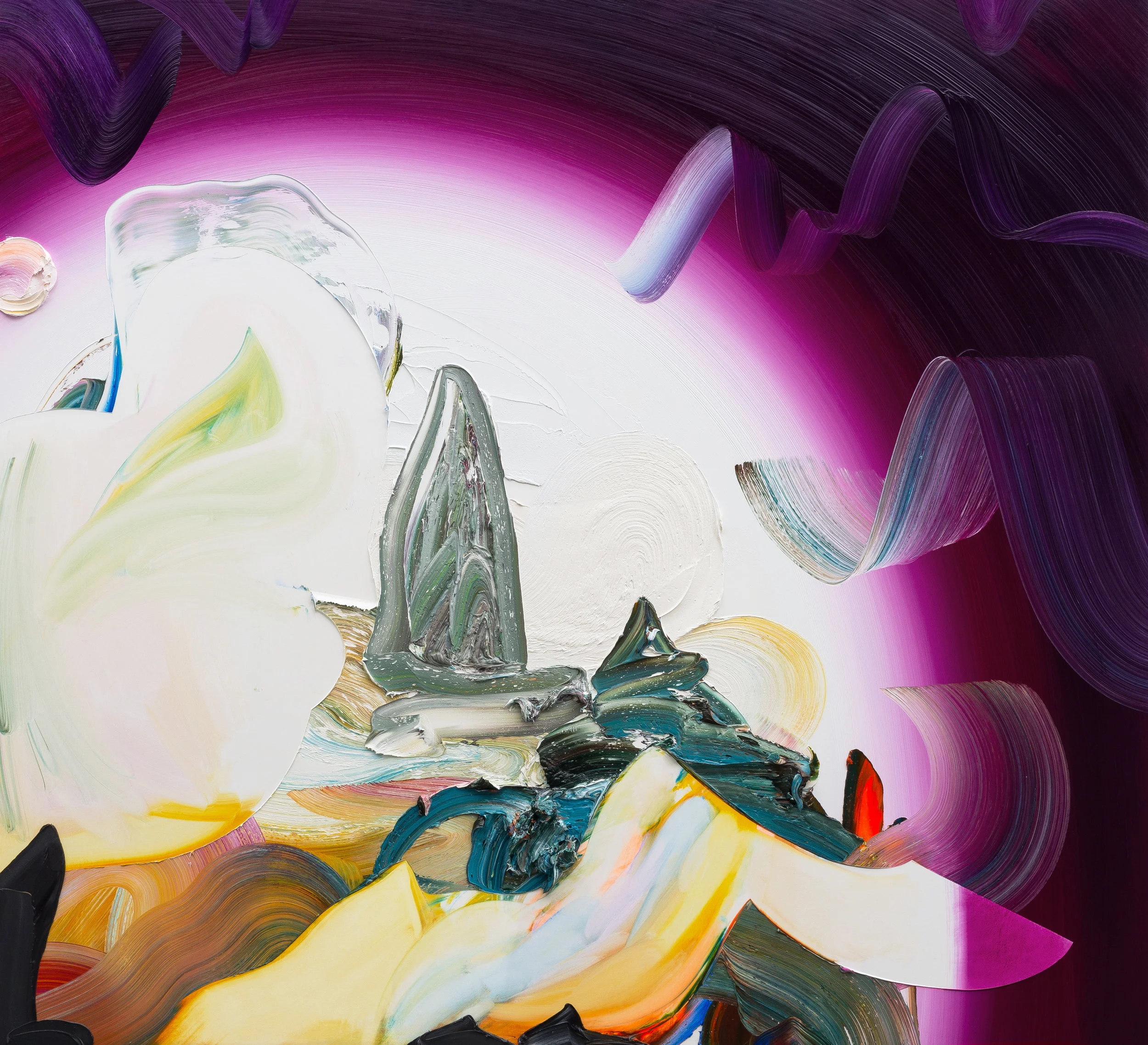 Wizard Chats / oil and cold wax on canvas over panel / 60 x 65 inches (Available)