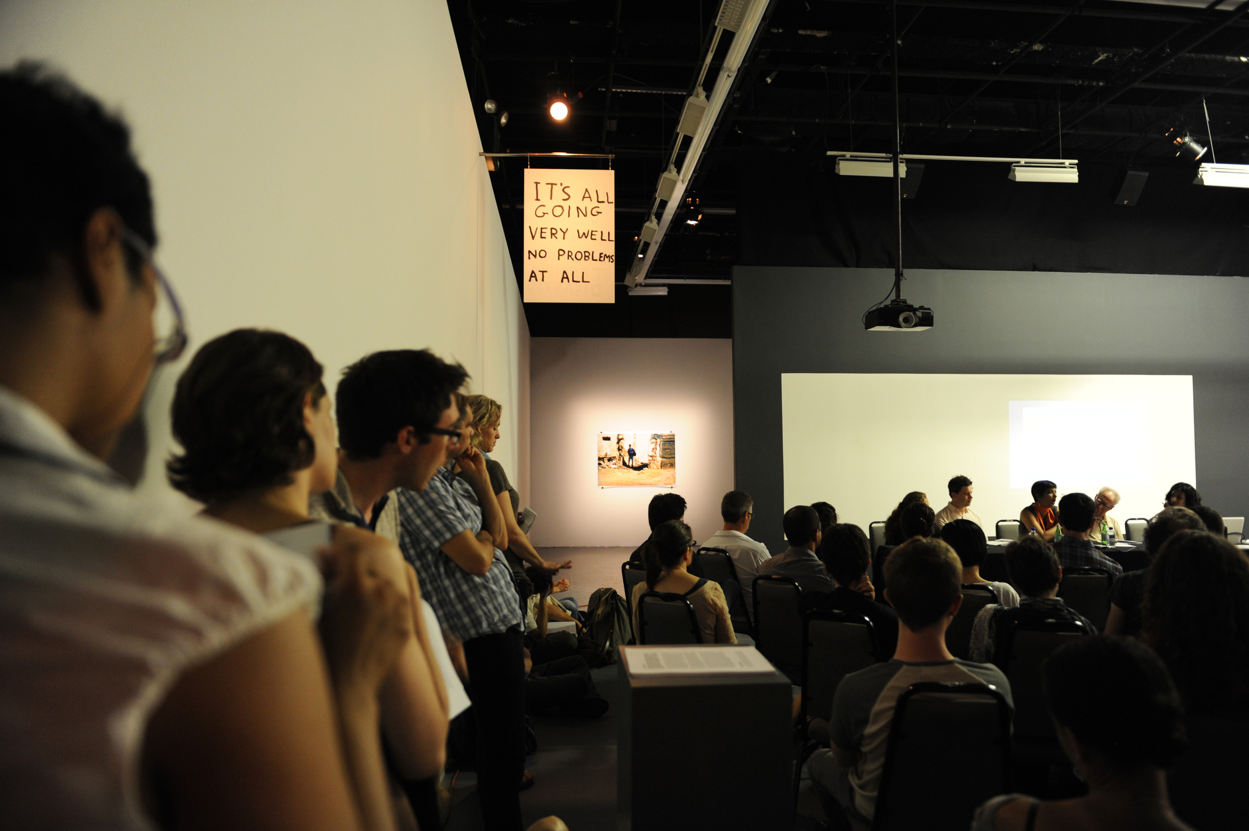  "City As Stage," Public Platform of the exhibition  Foreclosed. Bewteen Crisis and Possibility  (2011)&nbsp;at The Kitchen, New York City.&nbsp;Photograph by  Maria Domenica Rapicavoli.  