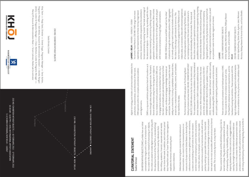 230 MB / Exhibition Without Objects , exhibition catalogue, Khoj International Artists' Association, 2013.