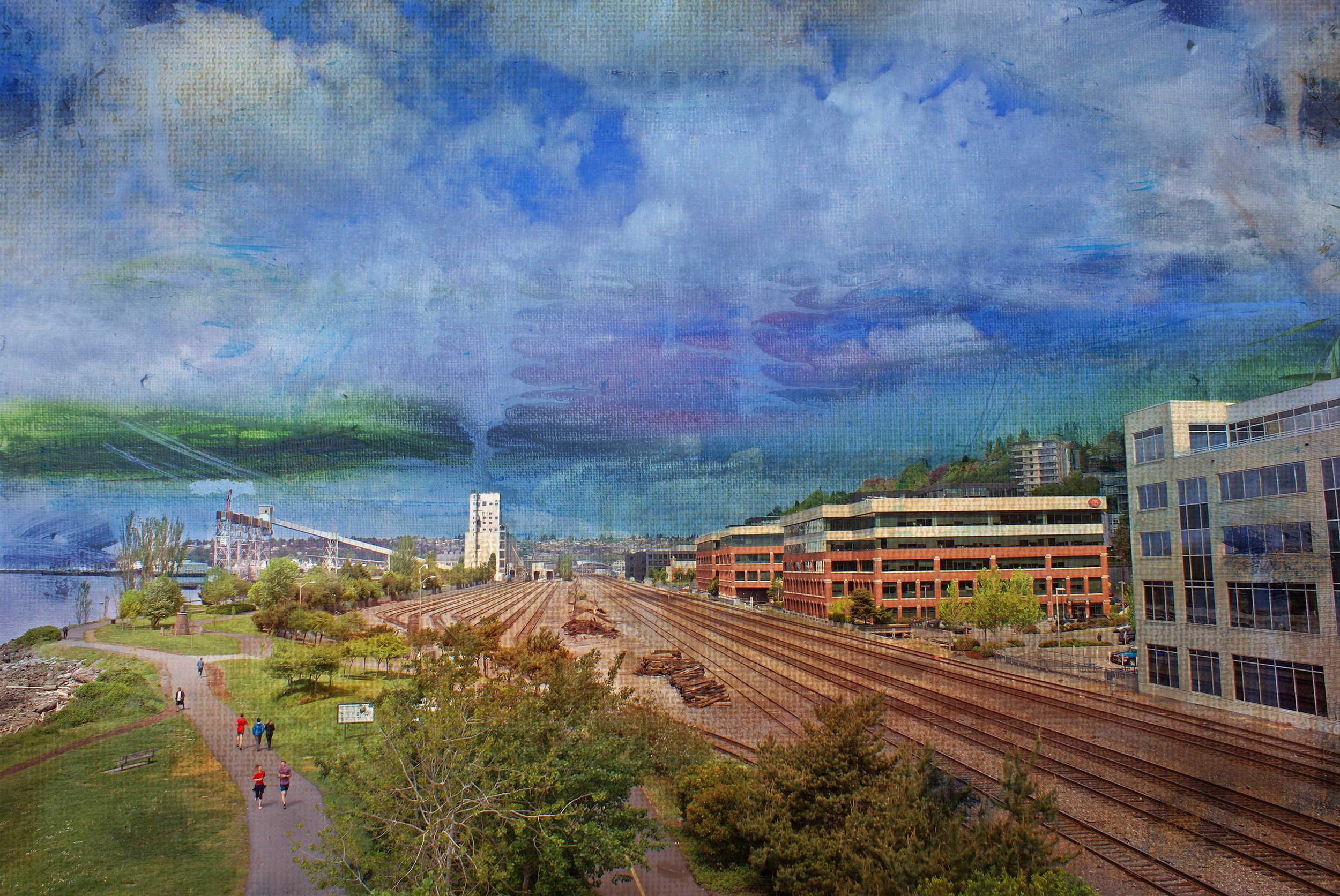 (SOLD to f5) Old f5 Location near Myrtle Edwards Parkw/painting by David Proscia