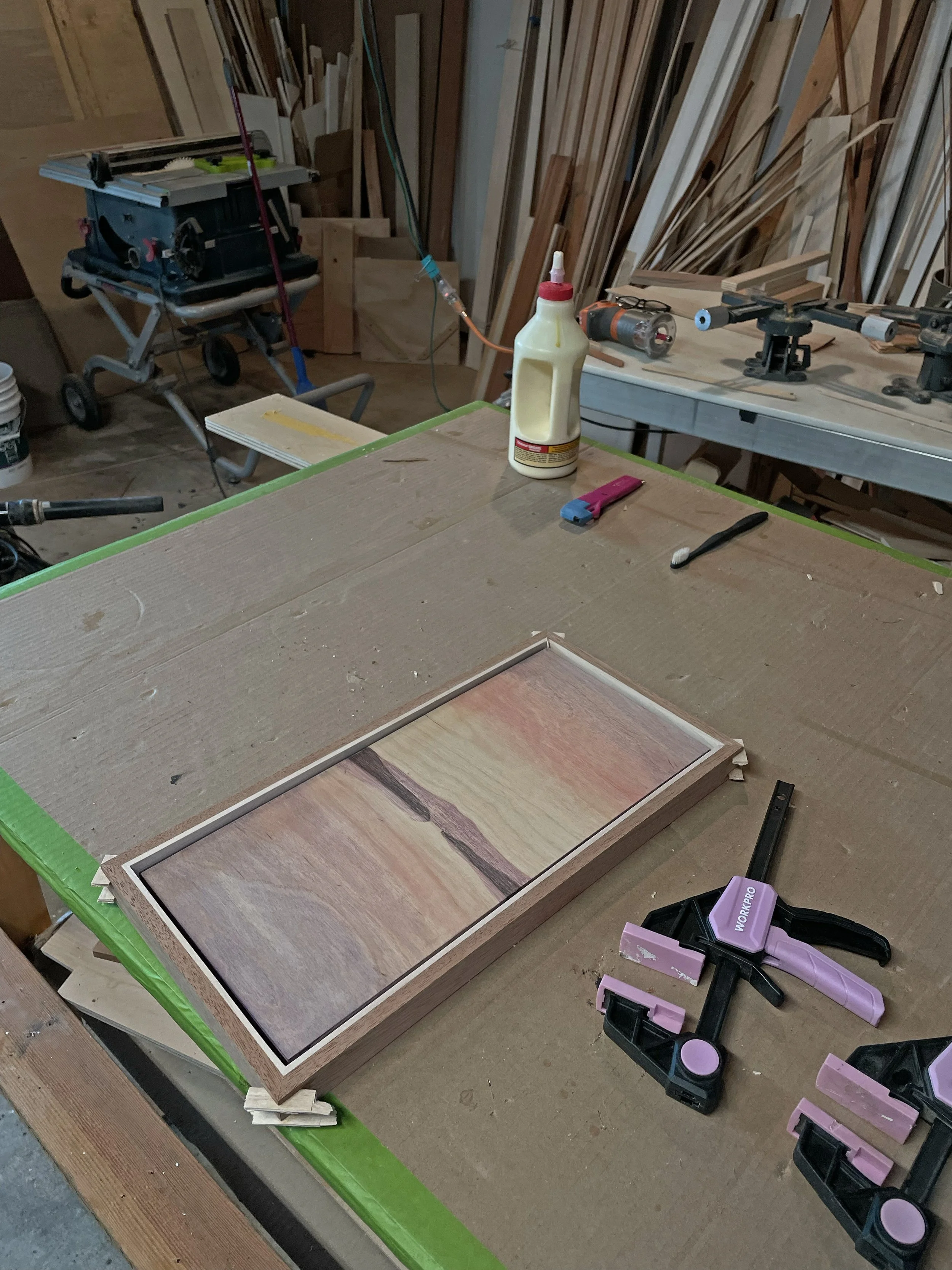 STAINTING in Process on the Shop Table