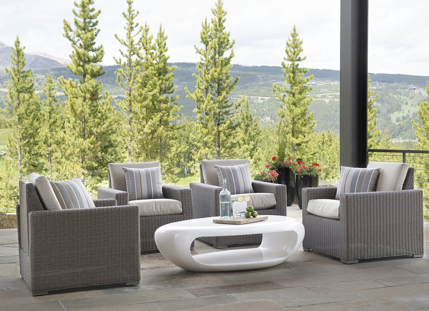 The patio, just feet from the golf course, is a nice relaxing, open space.