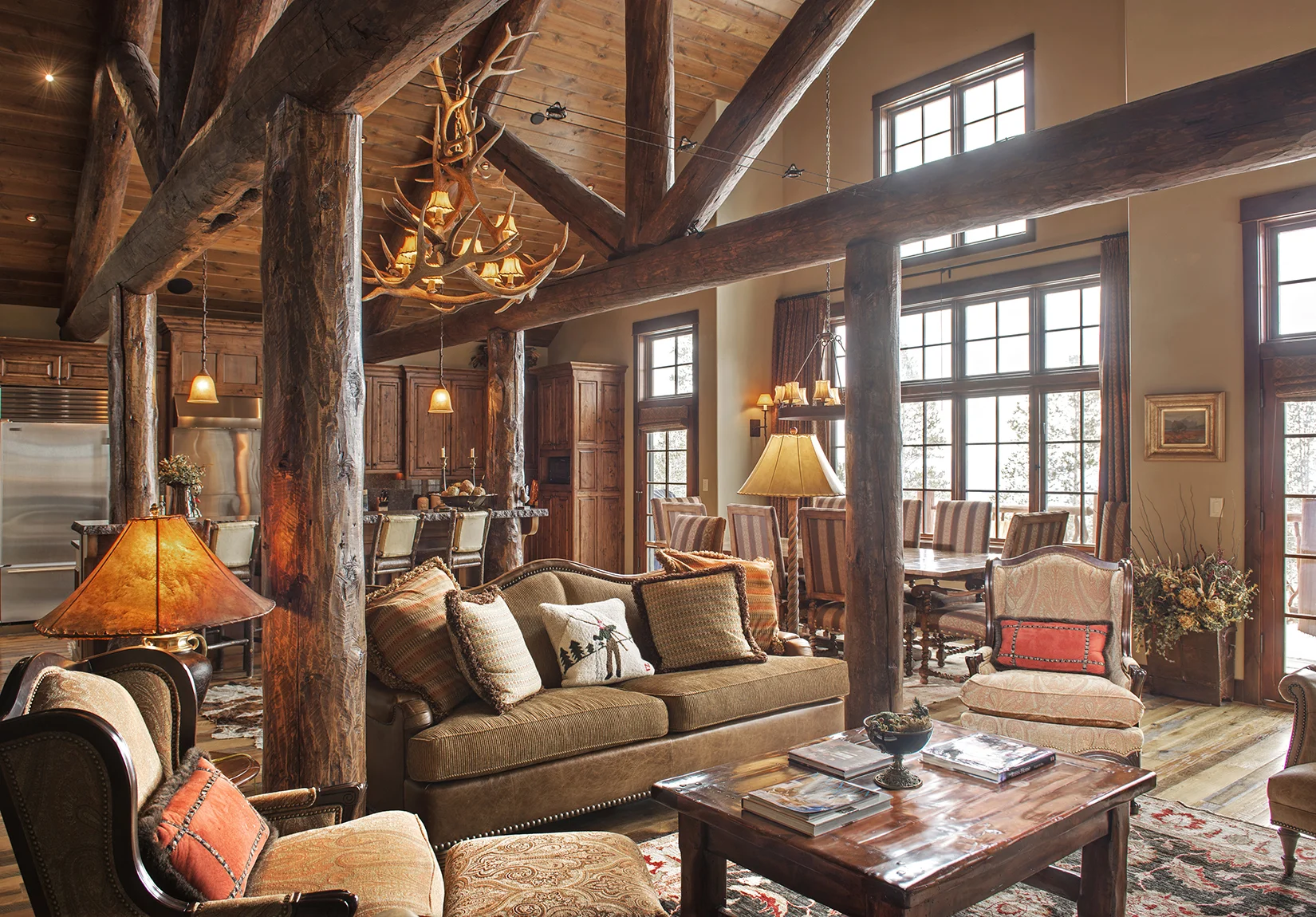 The large timbers in this home reminded me of a cozy log cabin - a log cabin with exceptional ski access! 