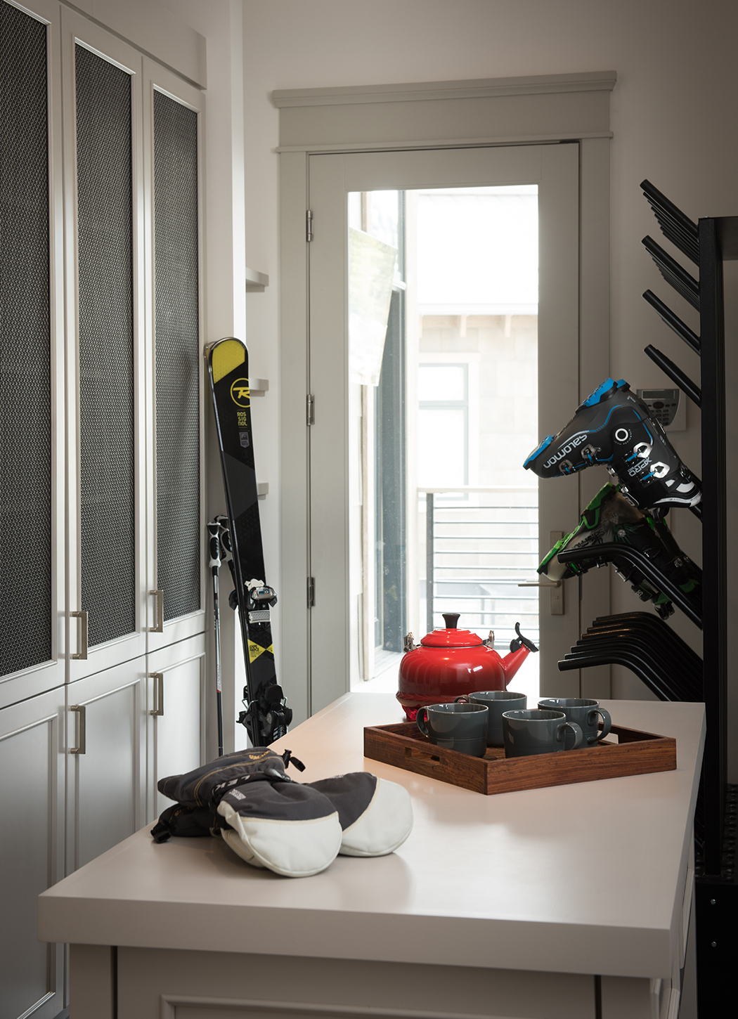 Located on the side of Yellowstone Club's ski mountain this home would not be complete without theski room.