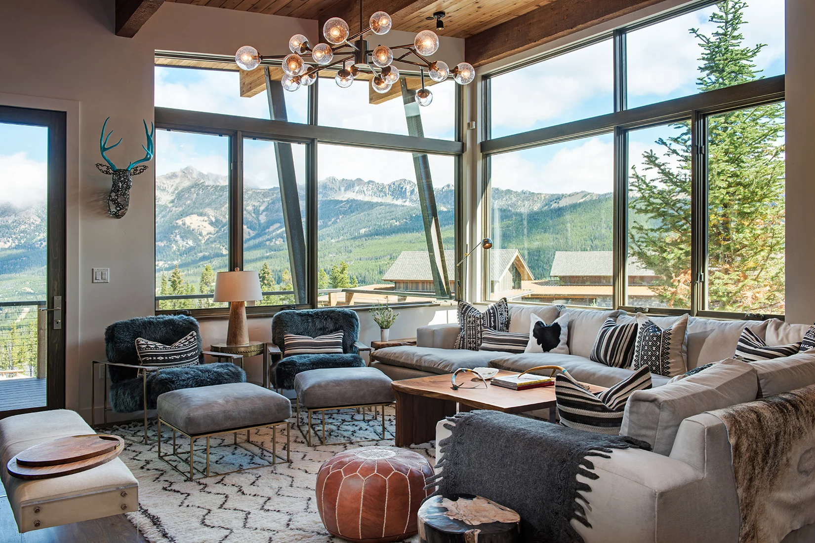 You cannot beat the amazing views from this Reid Smith Architects Designed home in Moonlight Basin. I also love the furnishings by Carole Sisson Design .