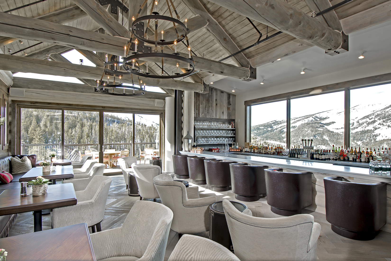 I was really impressed with the "sunken bar". With the design you can sit and still enjoy the views of Lone Peak out the enormous windows. 
