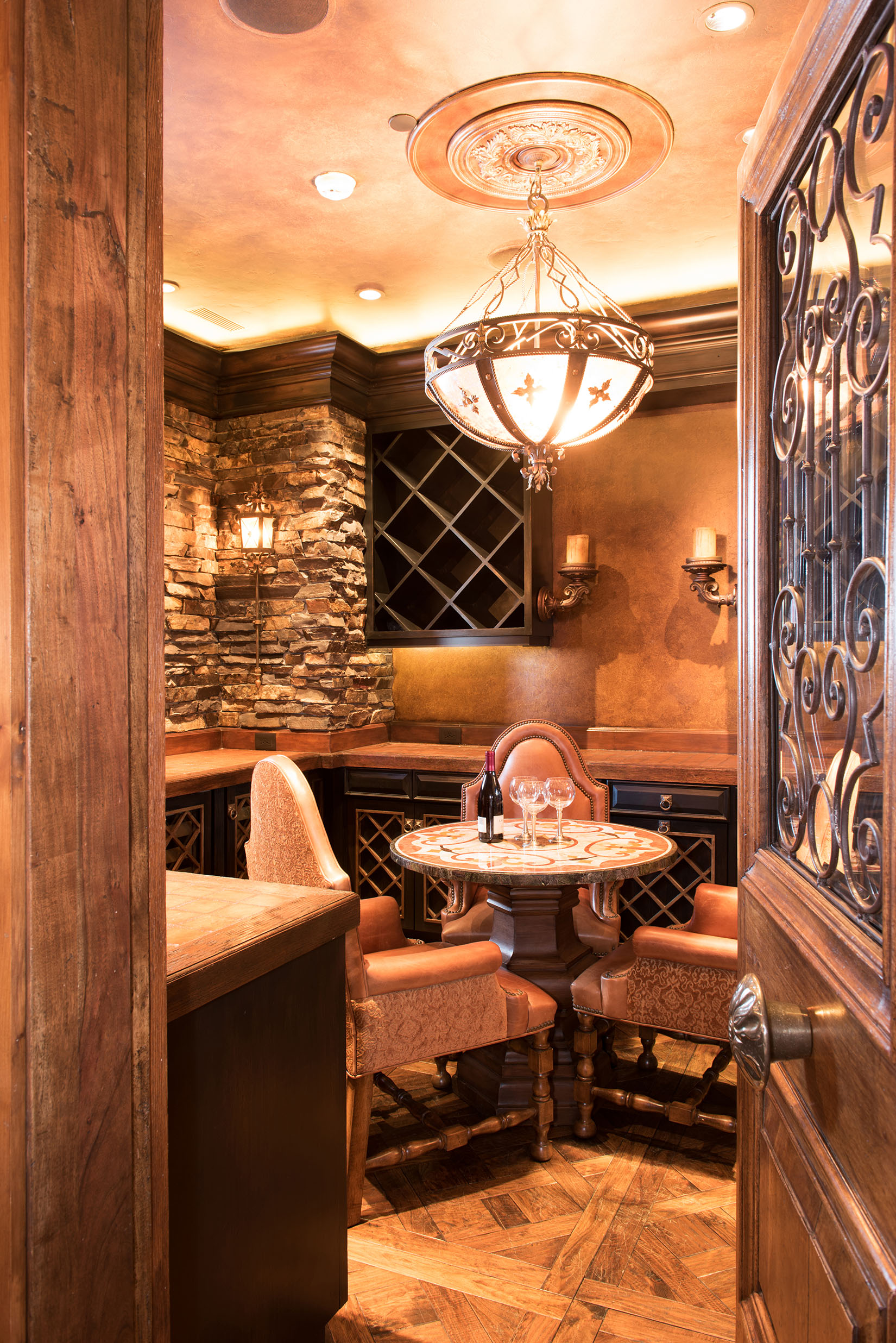 This amazing wine cellar / cigar room is just off the main floor bar and has ventilation in the ceitling for cigar smoke. 