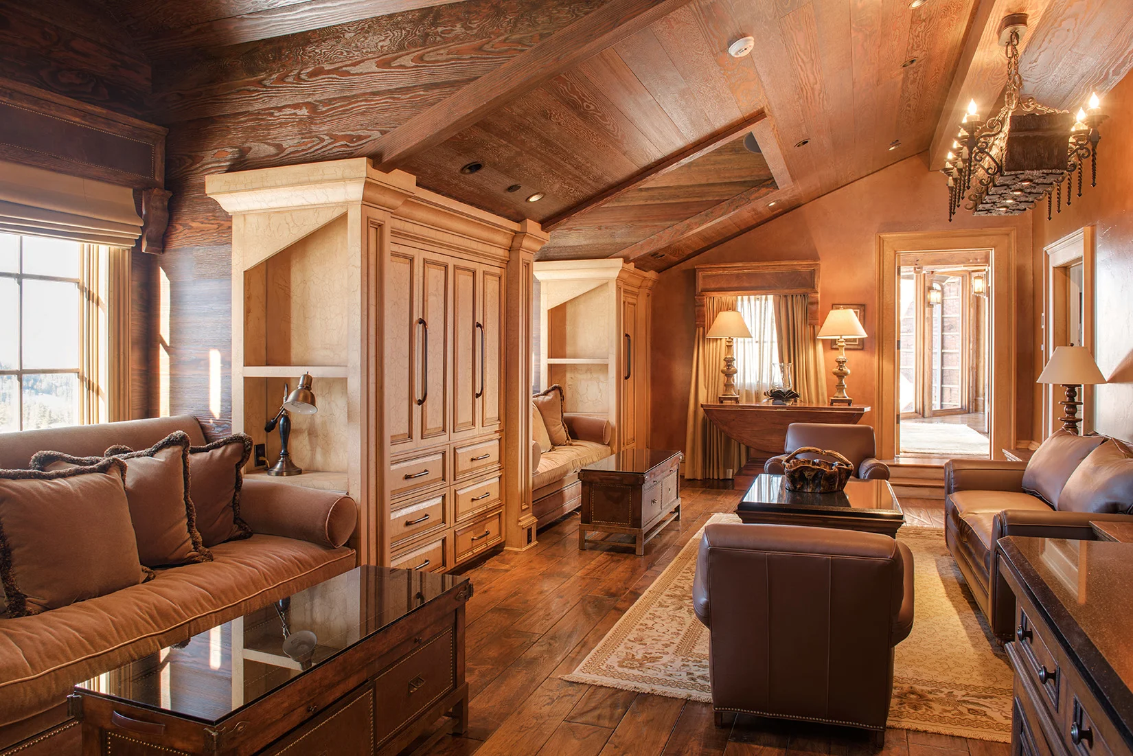 This creative bunkroom has several hidden beds and easily sleeps eight.