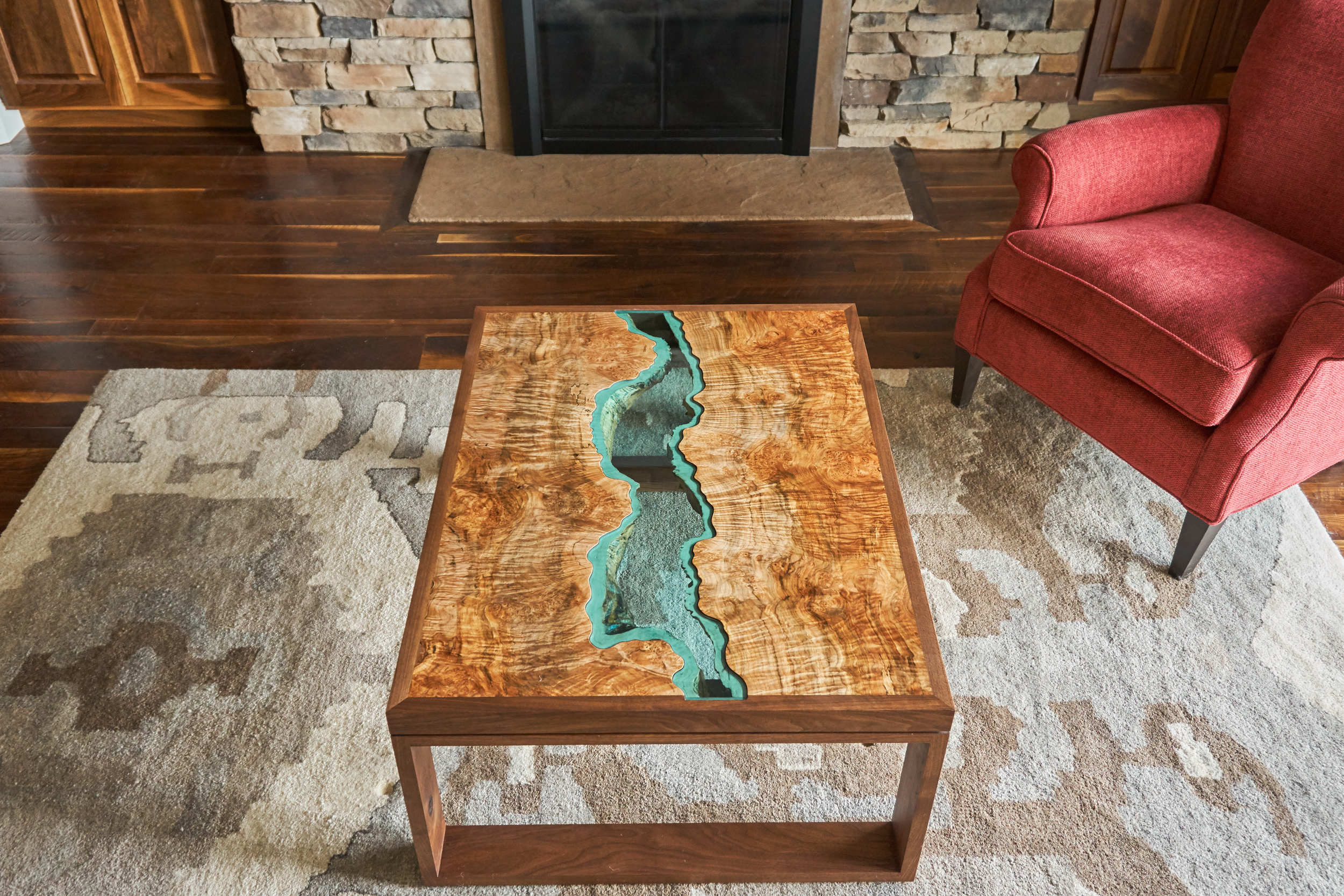 The Prism Maple Collection Coffee Table in a beautiful Denver home. 