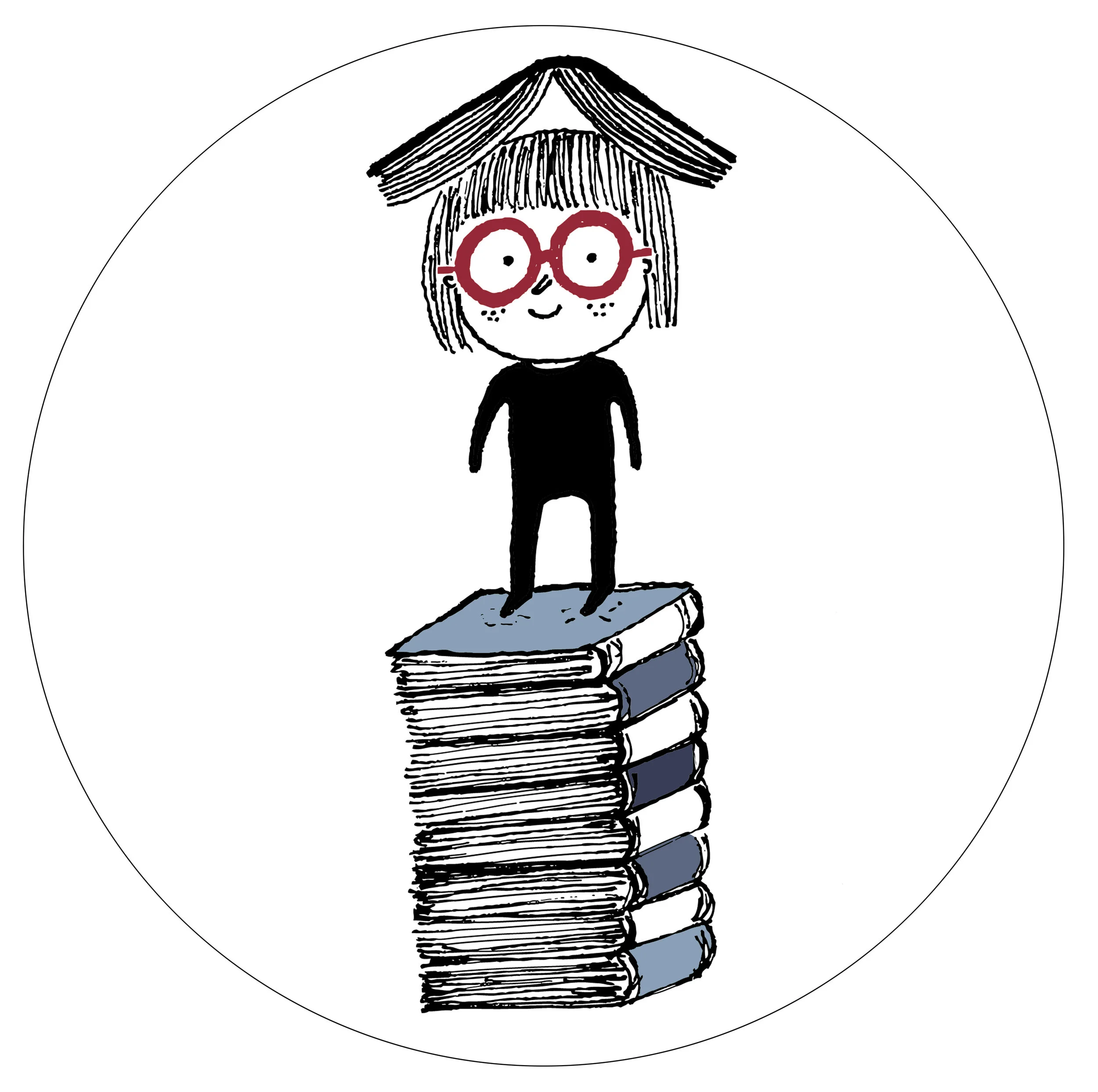 Little girl reading sitting on a sofa, hand drawn vector illustr