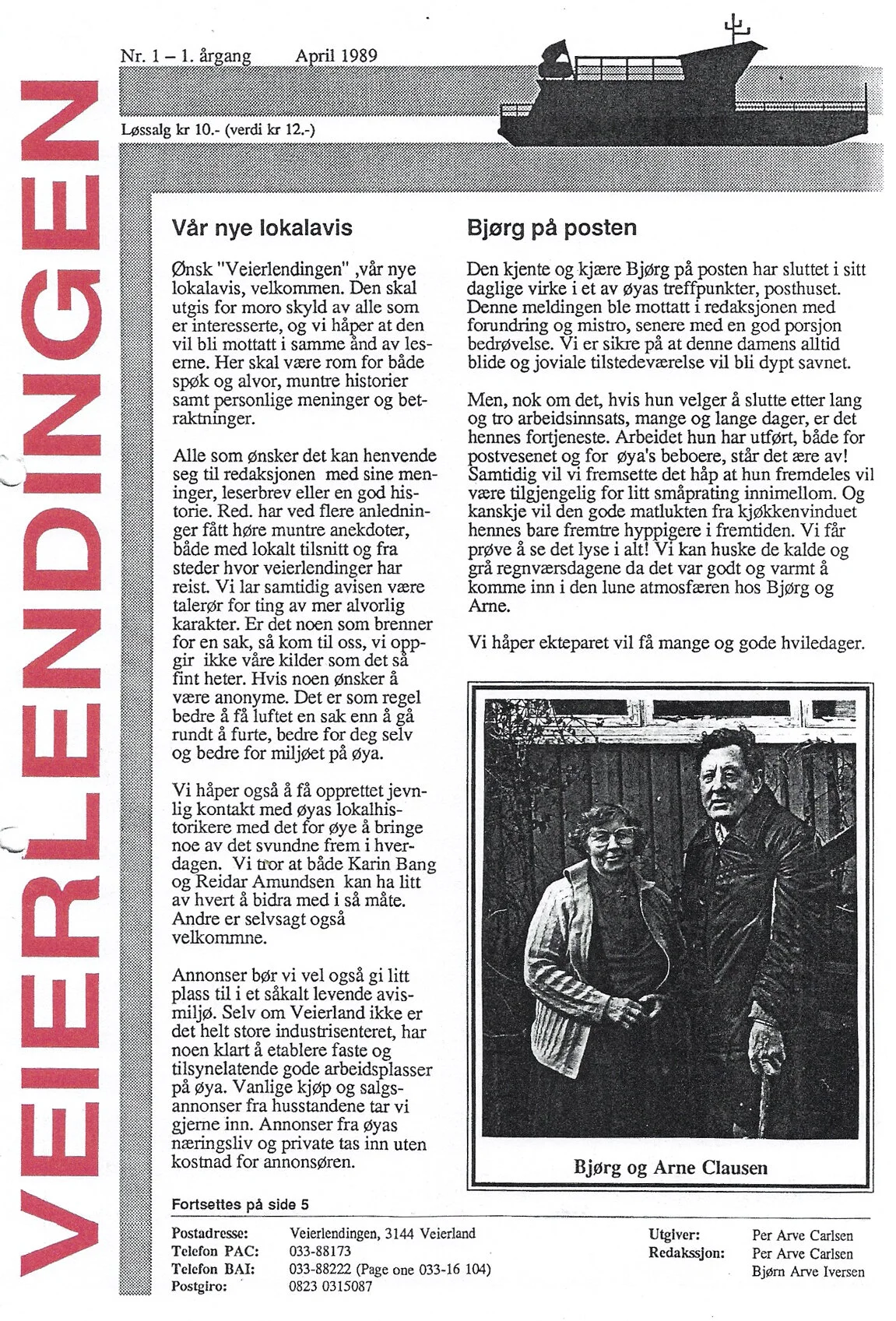 Veierlendingens Arkiv Veierland Velforening