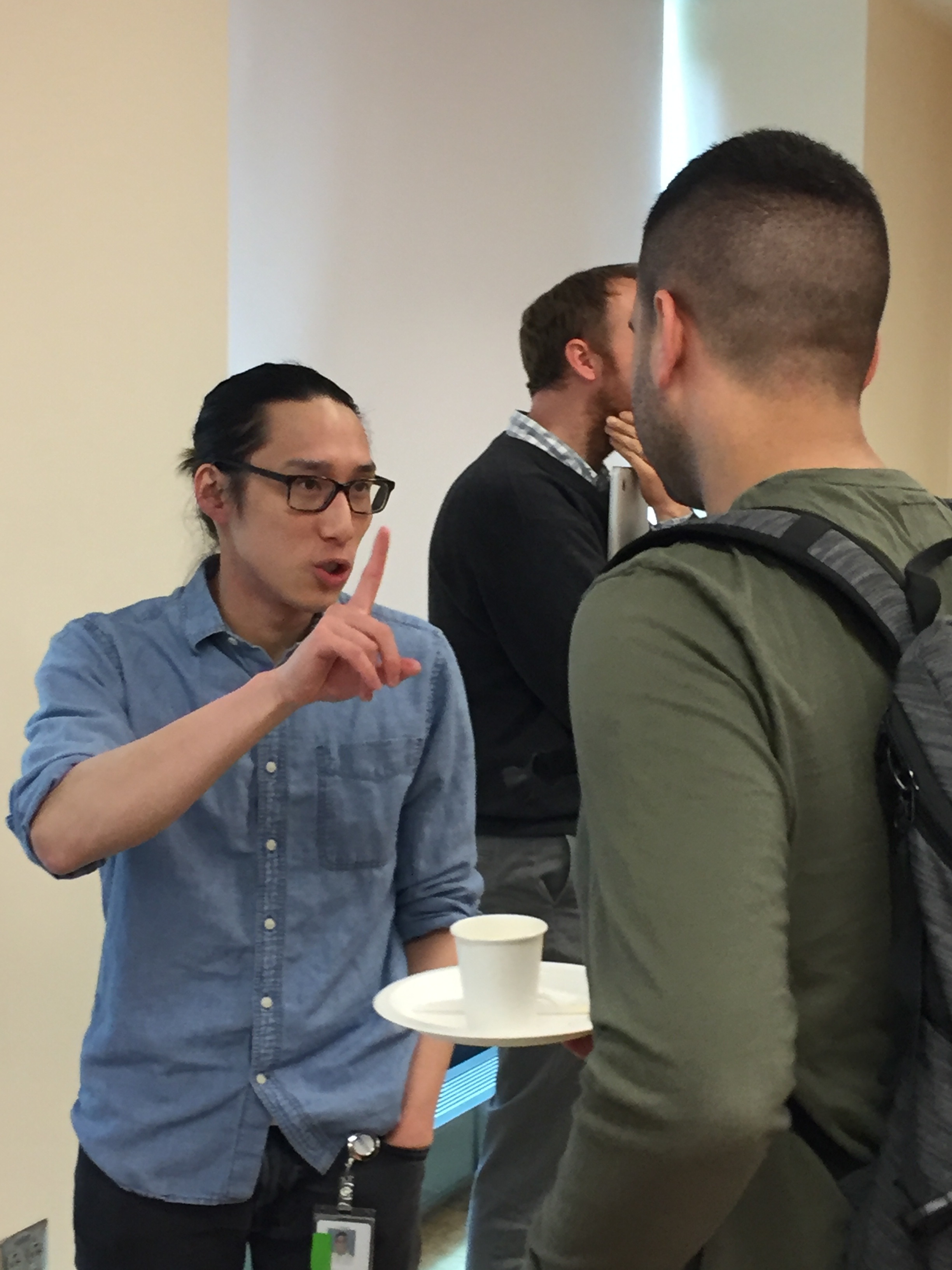 Kevin fields questions from an eager scientist after his talk.