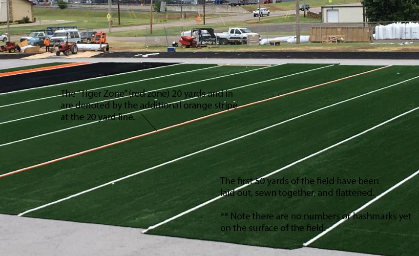 The First 50 yards of the playing surface.