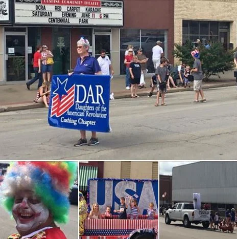 Bottom left Lee Skinner as a parade clown. 