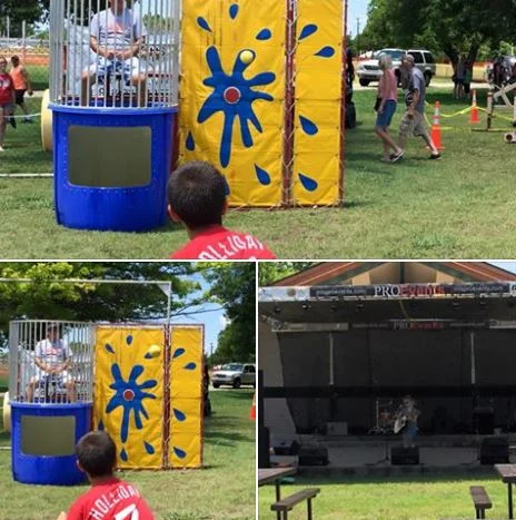 Terry Brannon and Trace Rowe held down the seat on the dunk tank.