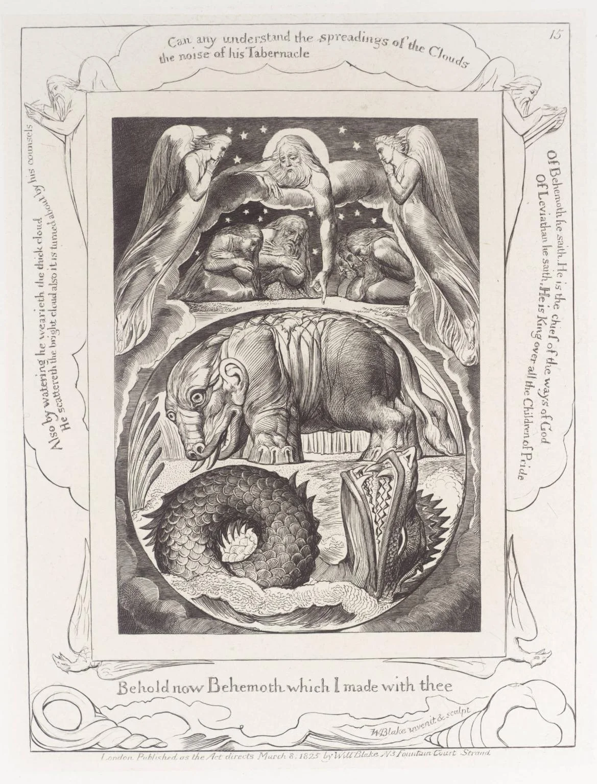 William Blake- Behemoth and Leviathan , engraving, 7 3/4 x 5 7/8”, 1825, image courtesy of the Tate