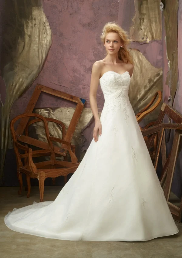 blue dress for baby girl Morilee Raphaella A-Line Lace Wedding Dress 2653 main image 1