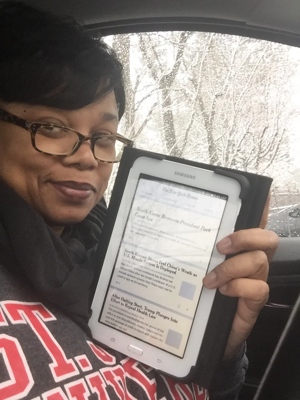 This is Kim #54 our winner with her brand new Samsung Tablet!