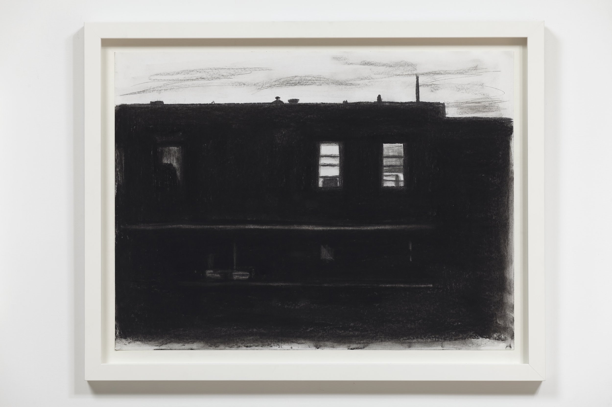 Amanda Barker, View from a Bedroom, 2020, charcoal-vellum, 18h x 24w inches, 1969 gallery.jpg