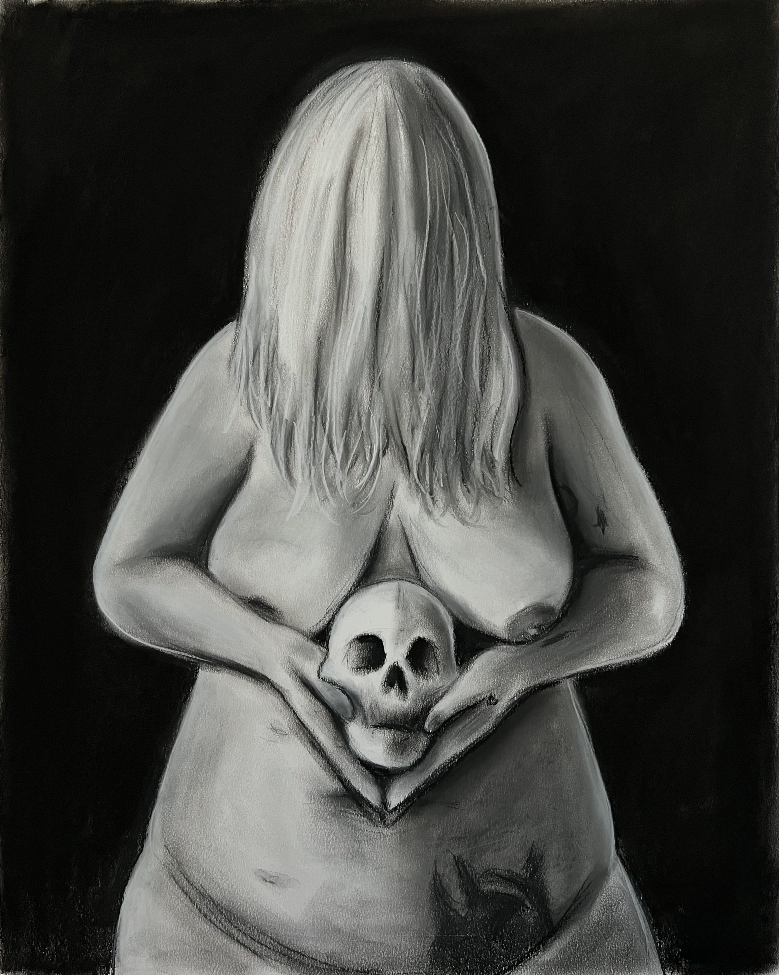 Self Portrait with Skull (after Marina Abramović), 2023