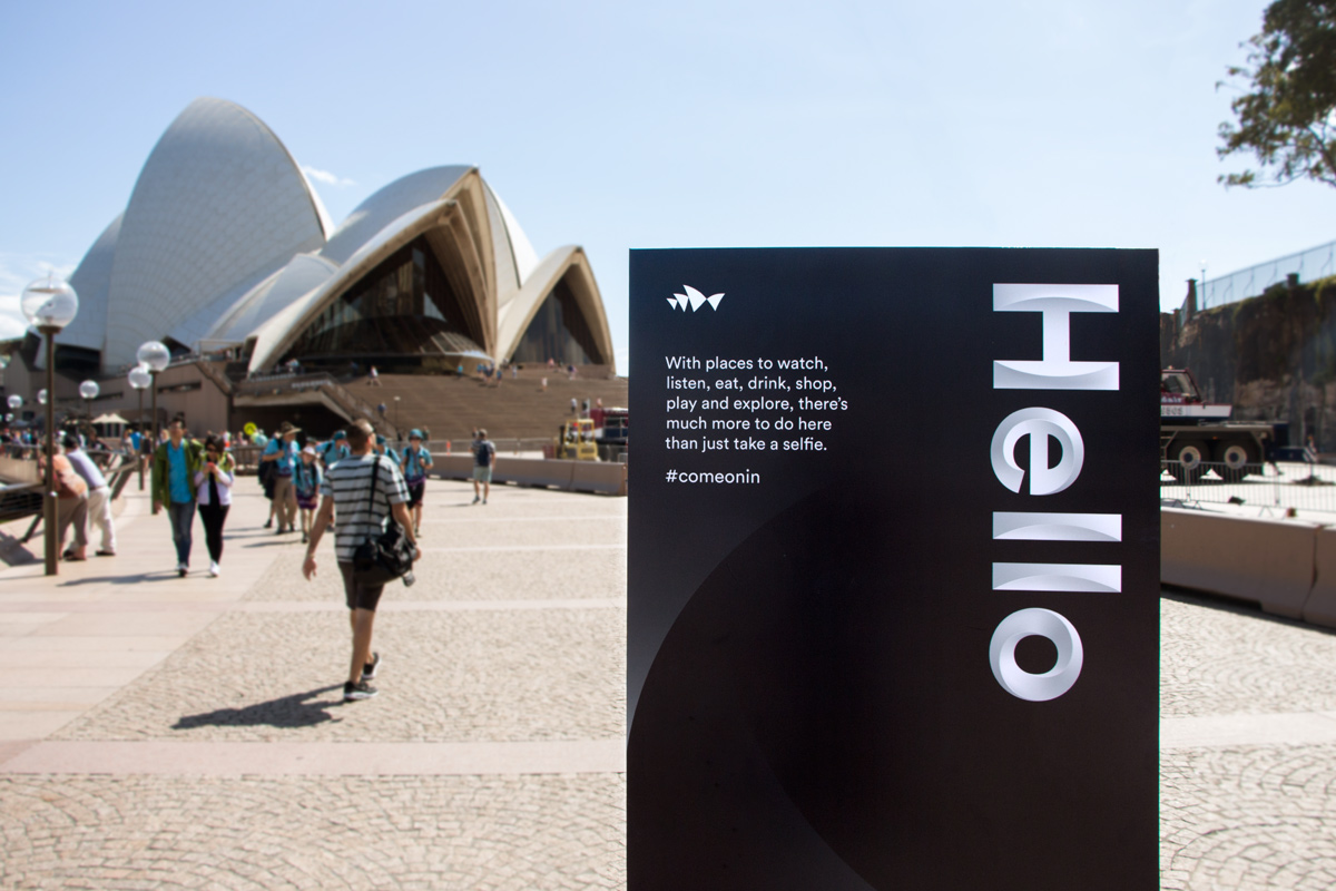 On site signage, eluding to the #comeonin experiences.