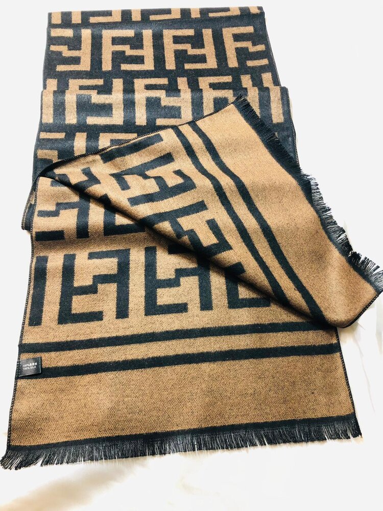 Brown LV Silk design scarf — Lynela's Fashion