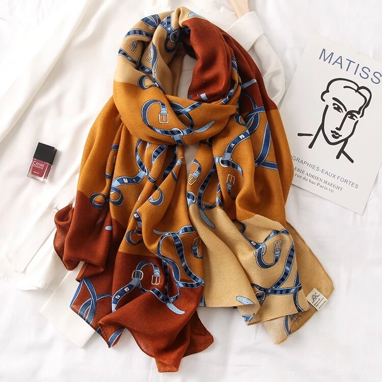 Brown LV Silk design scarf — Lynela's Fashion