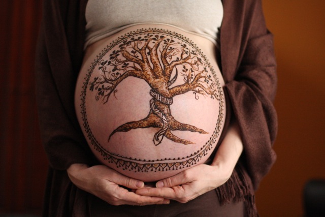 My belly, a week before my son was born.