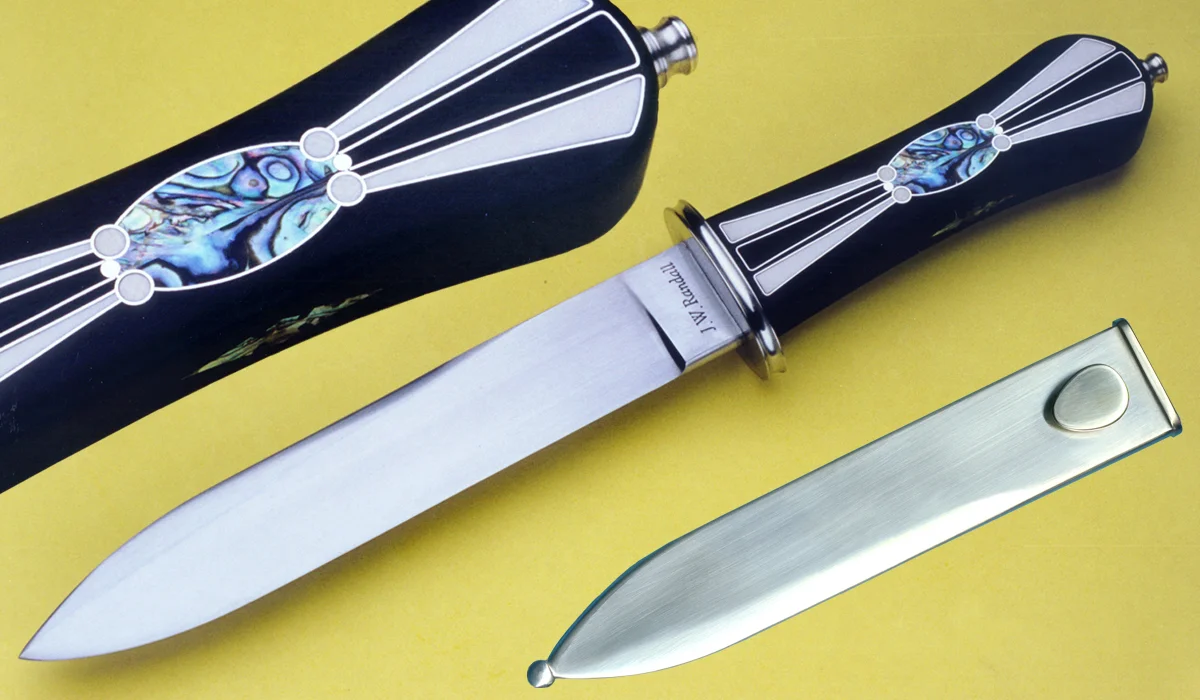 California Style Bowie with inlays and silver sheath