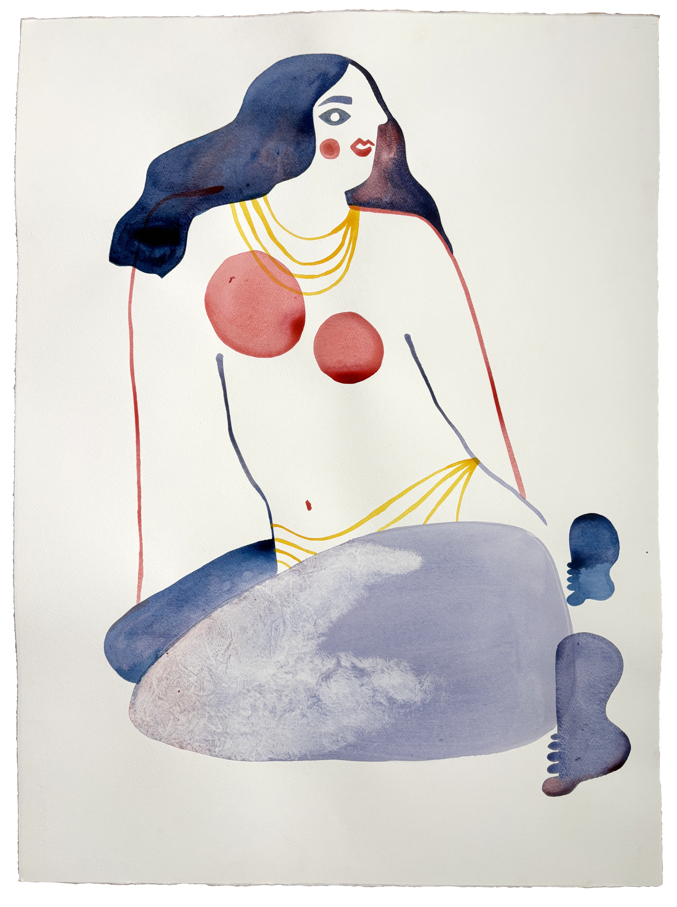 "Woman in Gold Chains" 22x30" on cold press Fabriano Artistico watercolor paper  