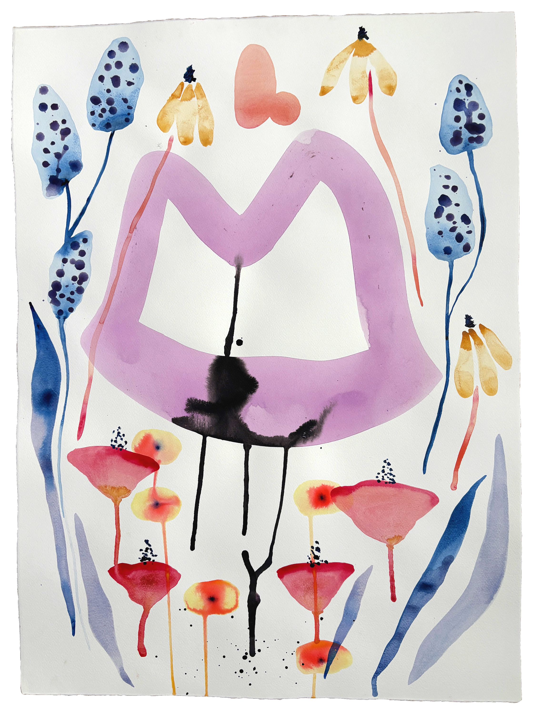 "Bloom Sniffing" 22x30" on cold press Fabriano Artistico watercolor paper  