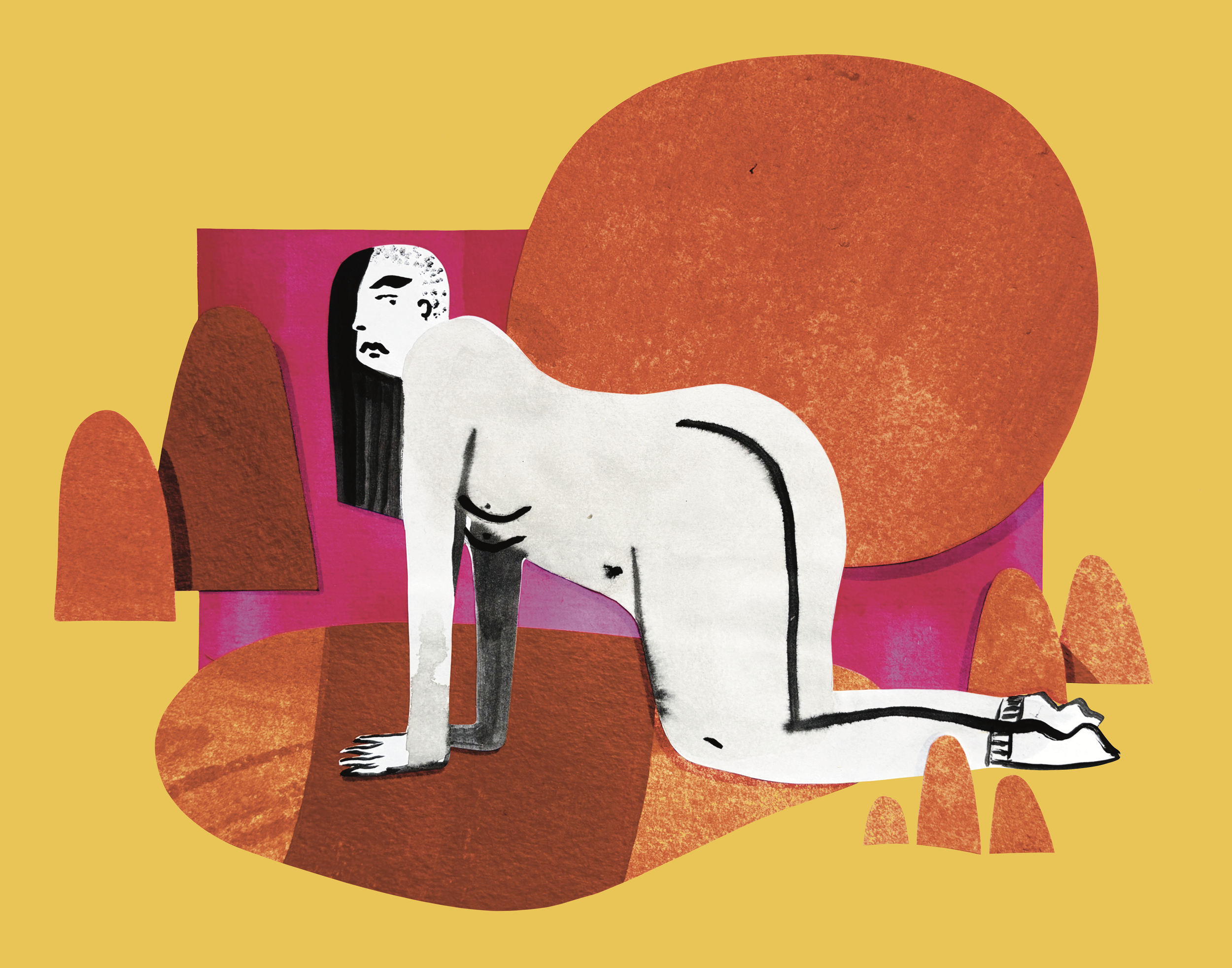 "In Heat" watercolor, cut paper, and digital collage