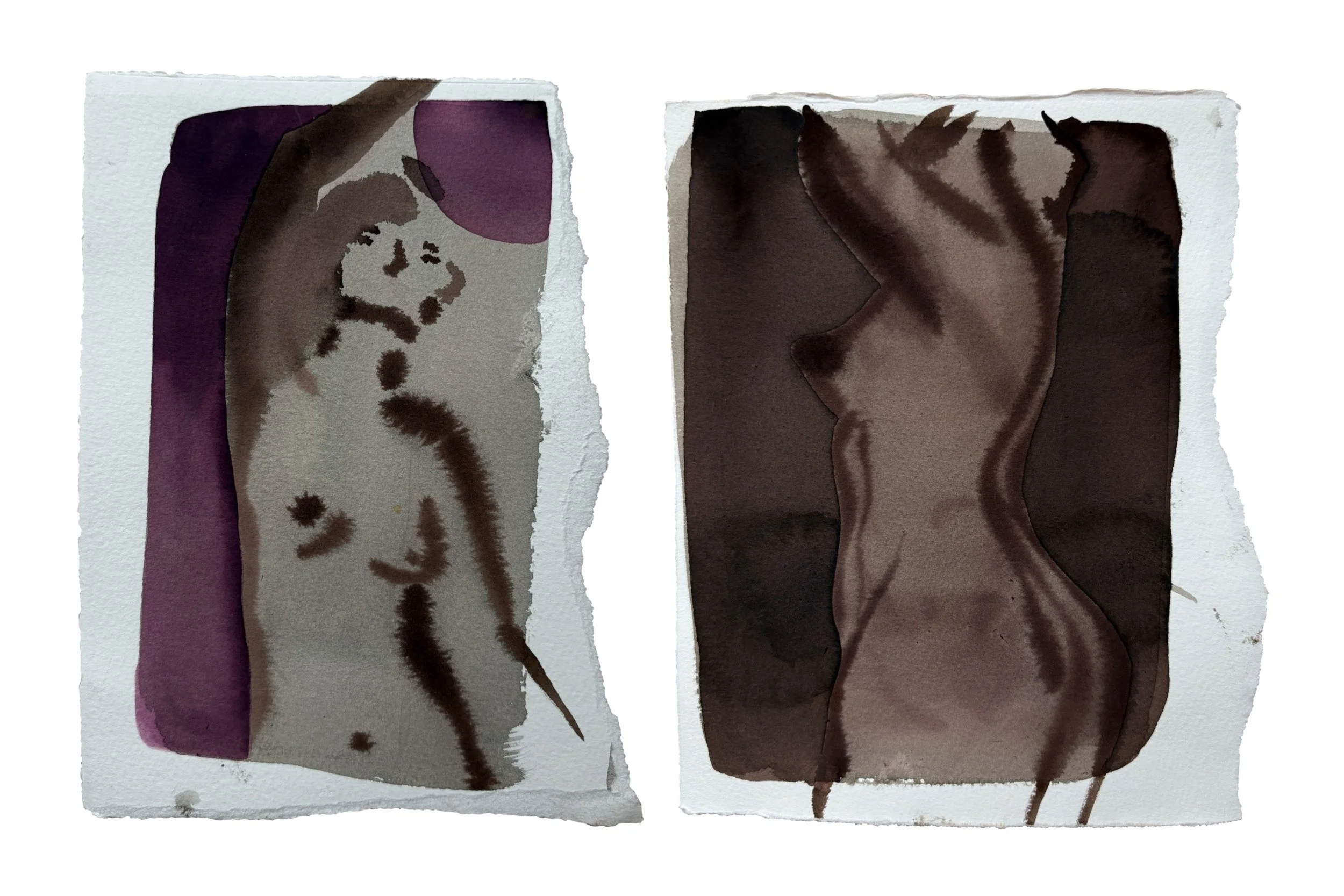 Two untitled female nude paintings by Brooke Pelczynski