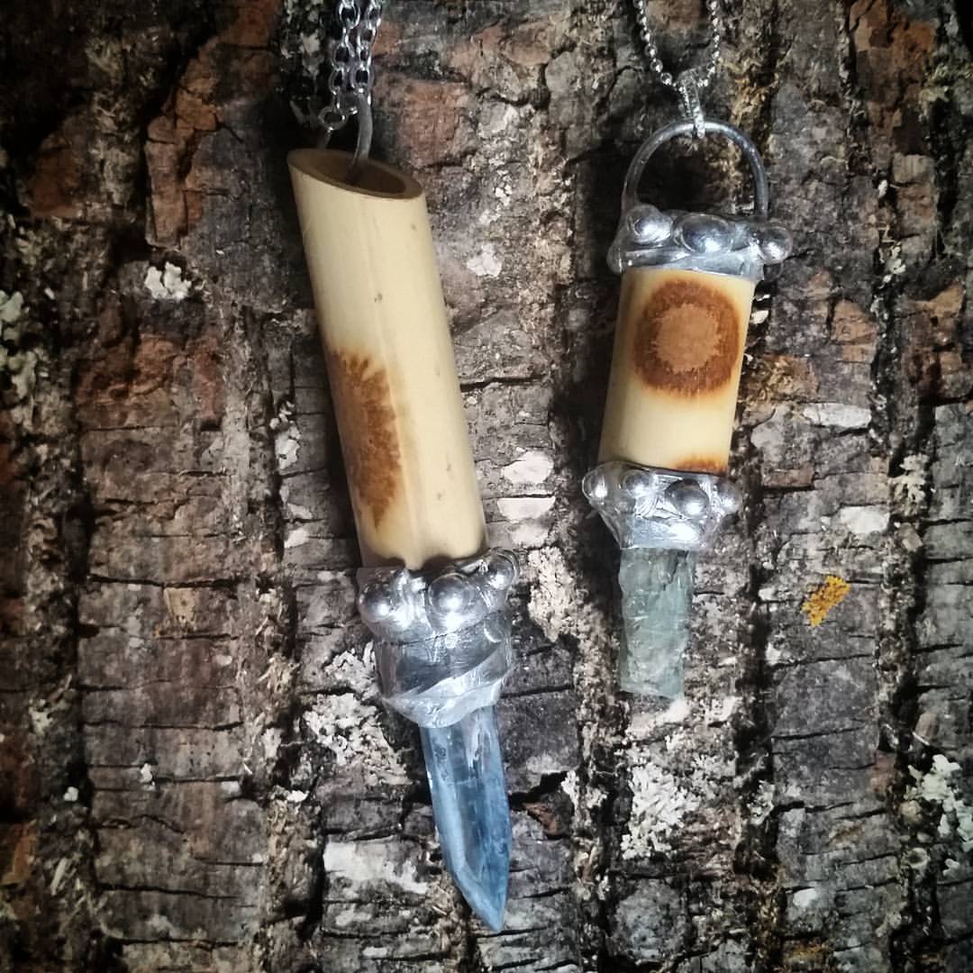    Bamboo &amp; Kyanite (Green &amp; Blue) Necklaces   