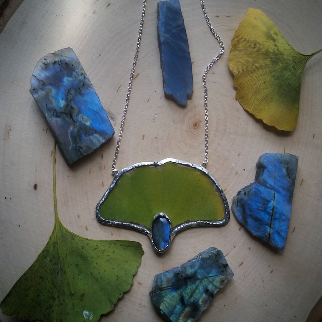    Ginkgo Leaf &amp; Labradorite Necklace   