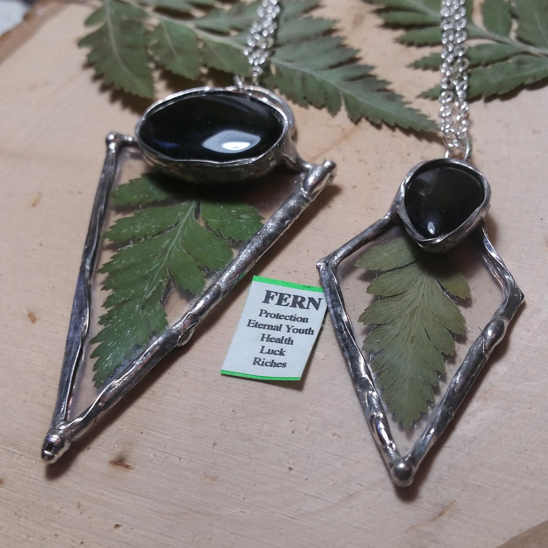    Fern &amp; Black Agate Necklaces   