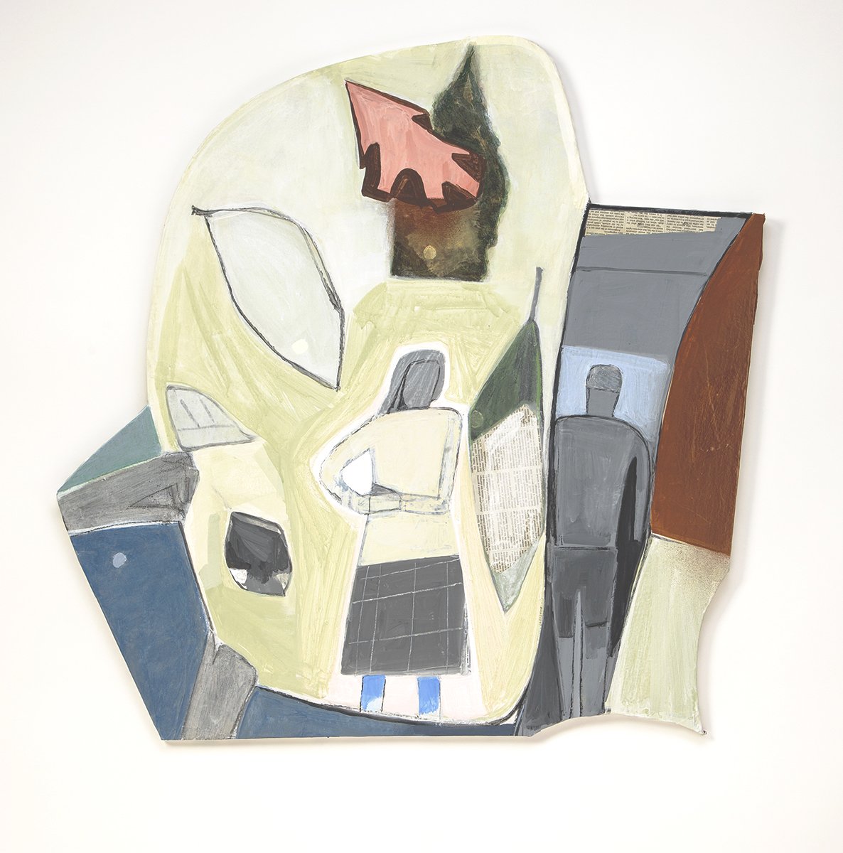 The Leaves, 31” x 30” , acrylic, flashe, marble dust, collage on fabric on wood, 2022