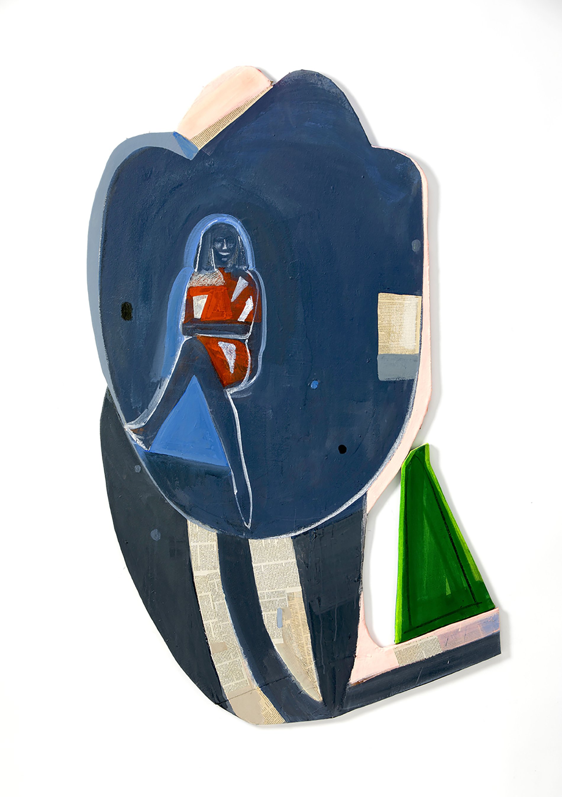“Tulip”, flashe, acrylic, collage on fabric and wood 53” x 34” , 2023