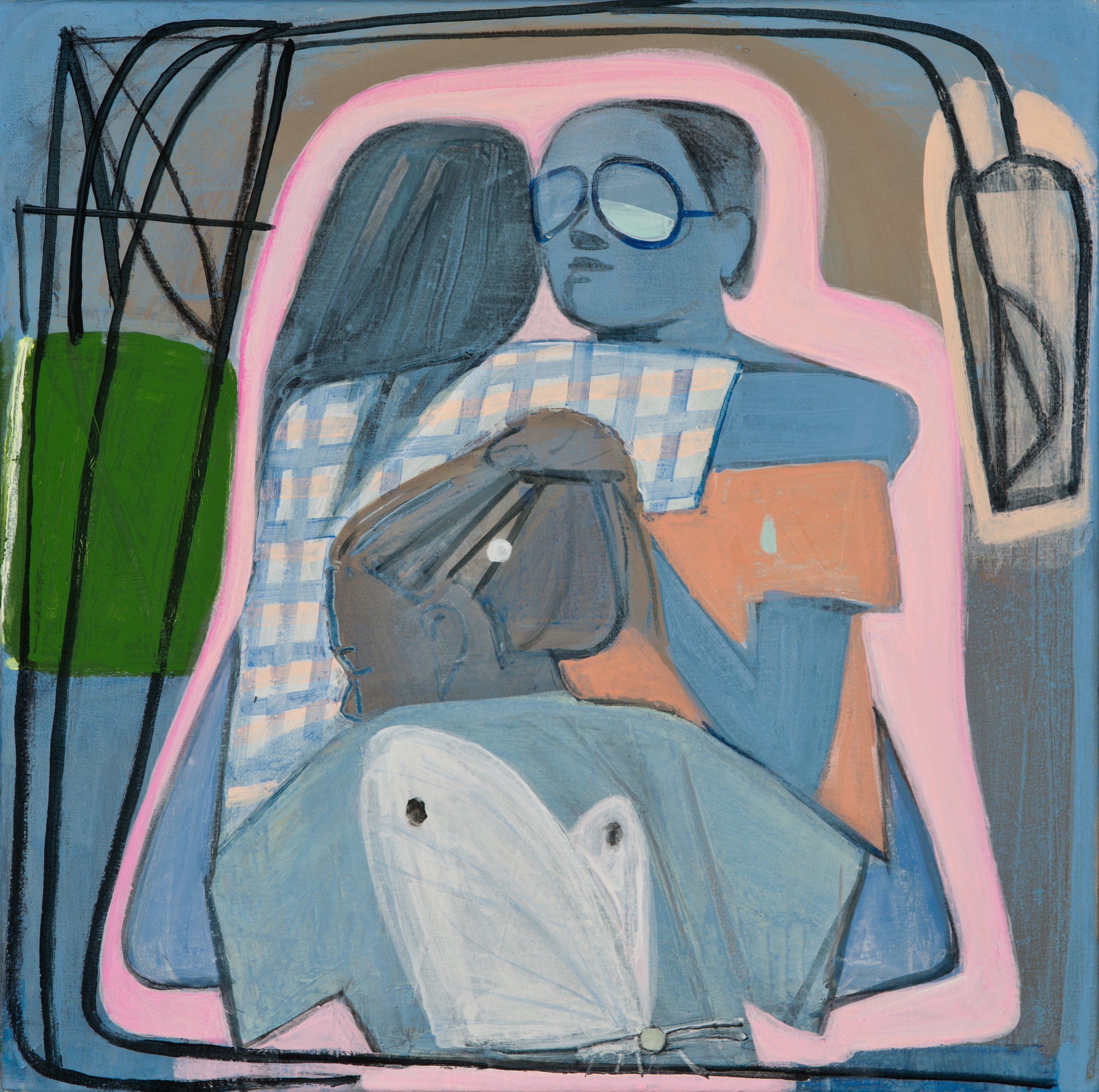 Huddle, 24” x 4” , flashe, acrylic, ink on canvas