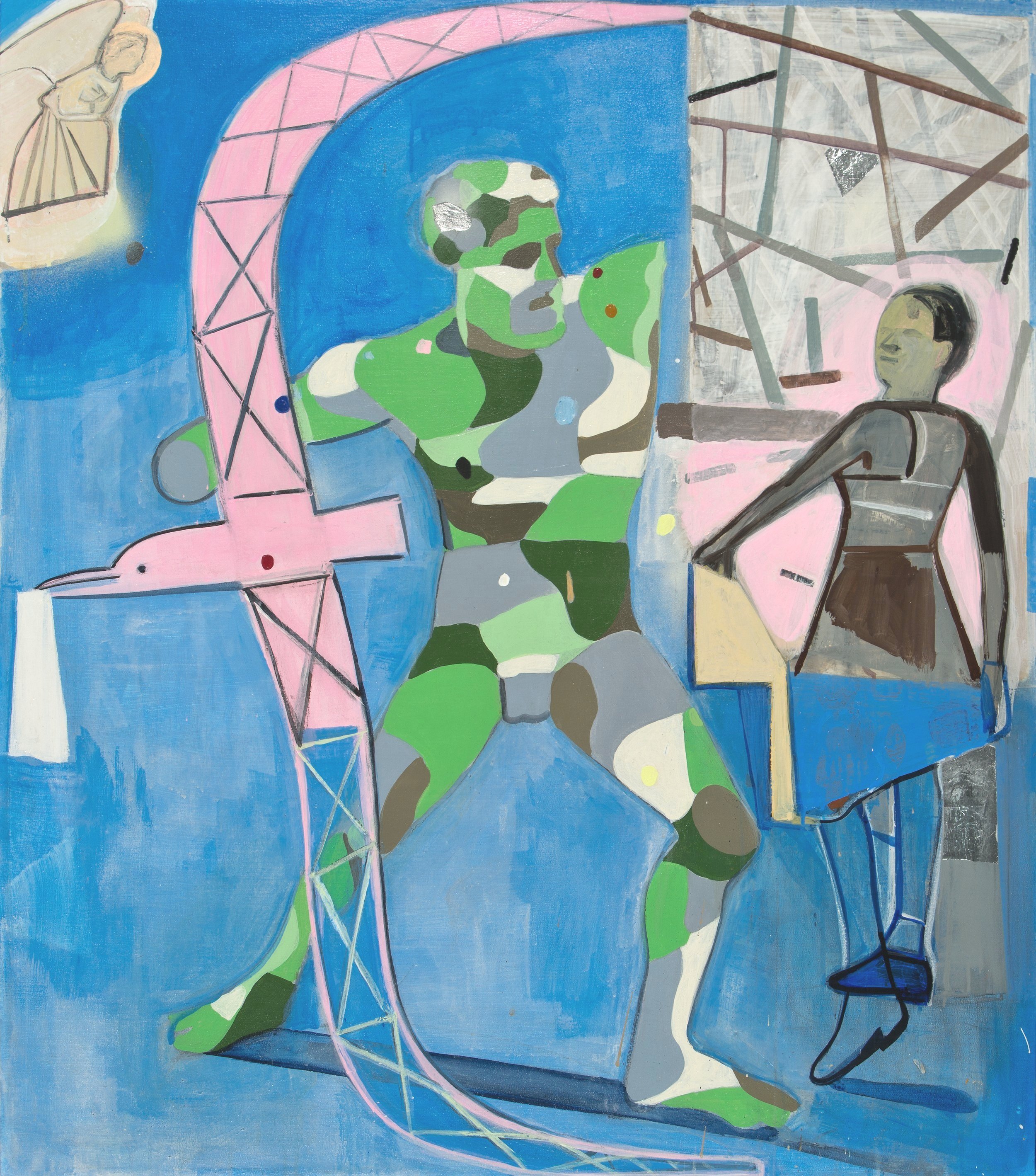 Green Man, 45” x 39”, mixed media on canvas