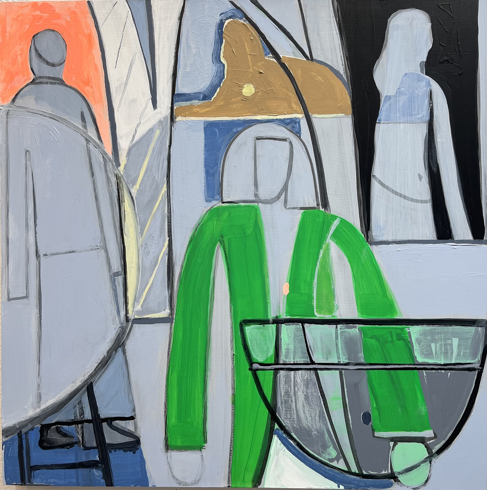 Cairo Remembered, 20" square, flashe, acrylic, ink on wood. 2026