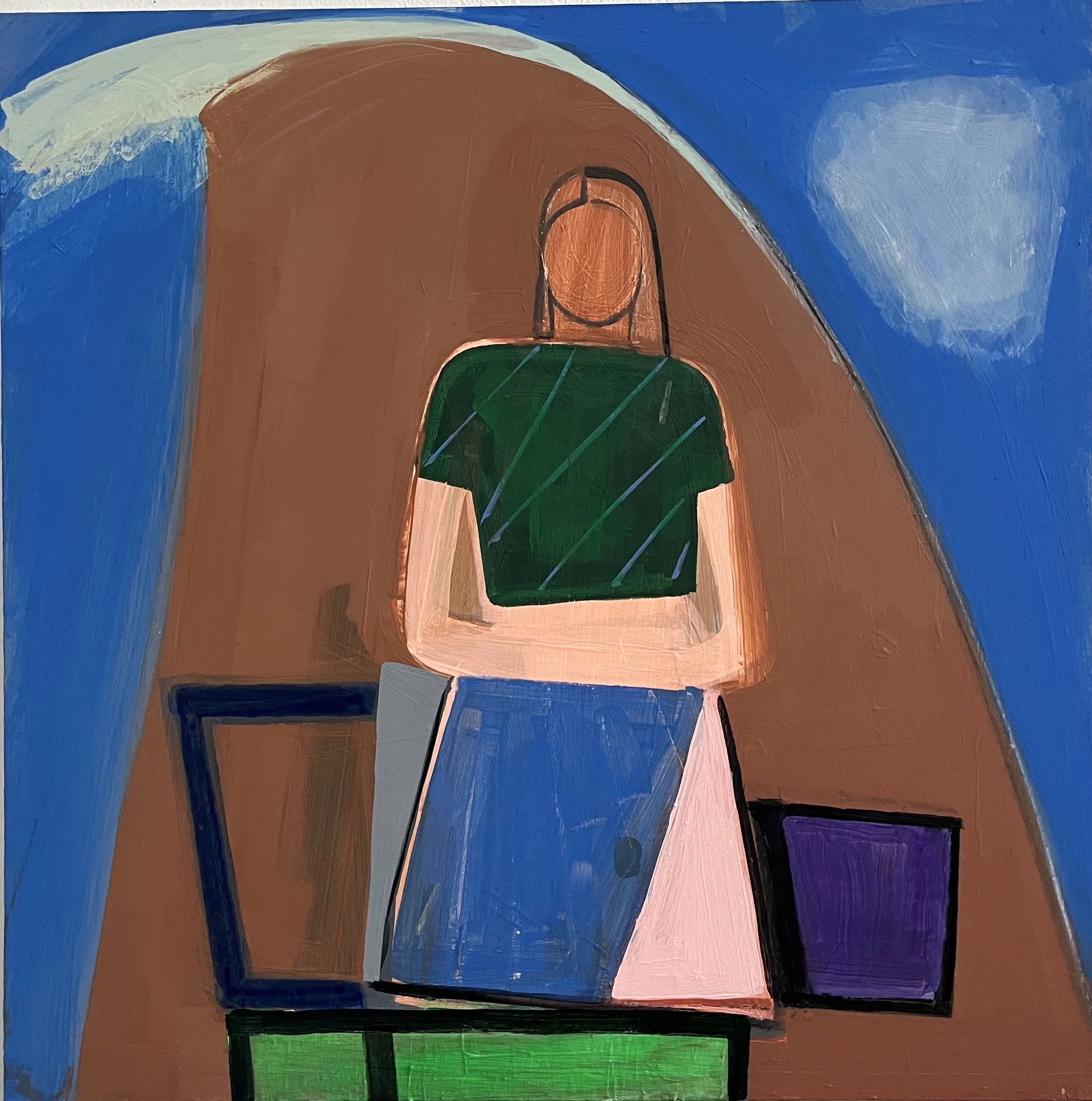 Female Figure with Wave, 24" x 24" Flashe, Acrylic on Fabric and Wood 2026