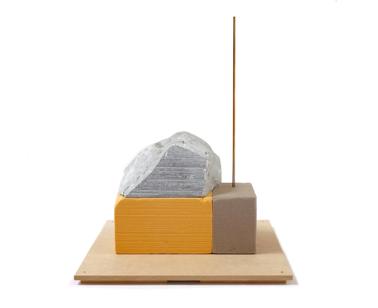 two weeks, every three years green soapstone, foam, brass, copper 12" x 7.25" x 4"