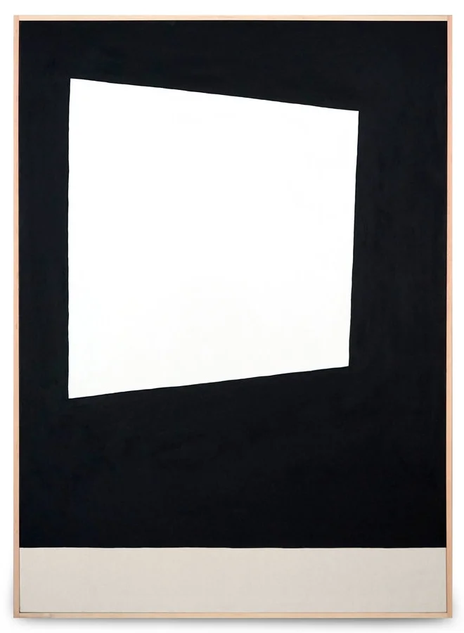 lying in the hull acrylic on raw canvas, pine and brass brad frame 73.5" x 53.5"