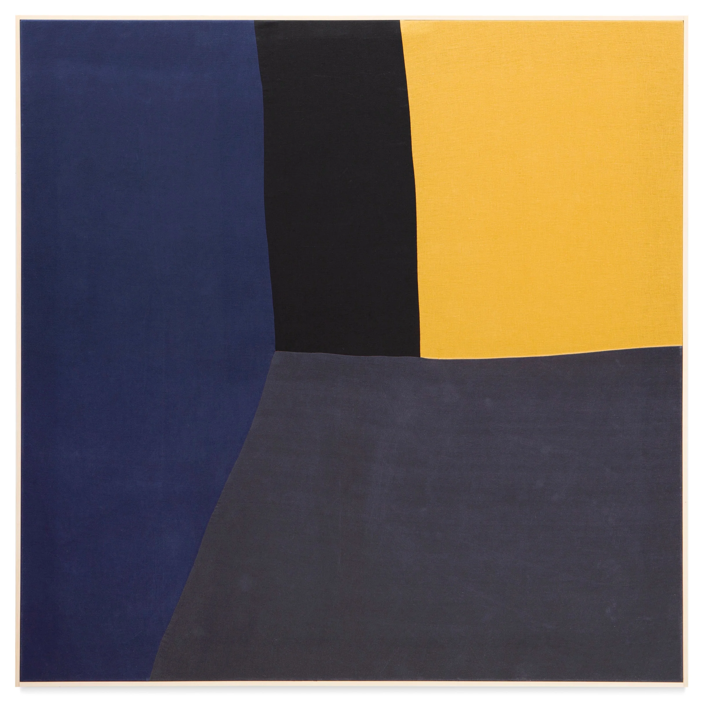 where the wall meets the floor IV quilted linen, pine and brass brad frame 48.5” x 48.5”