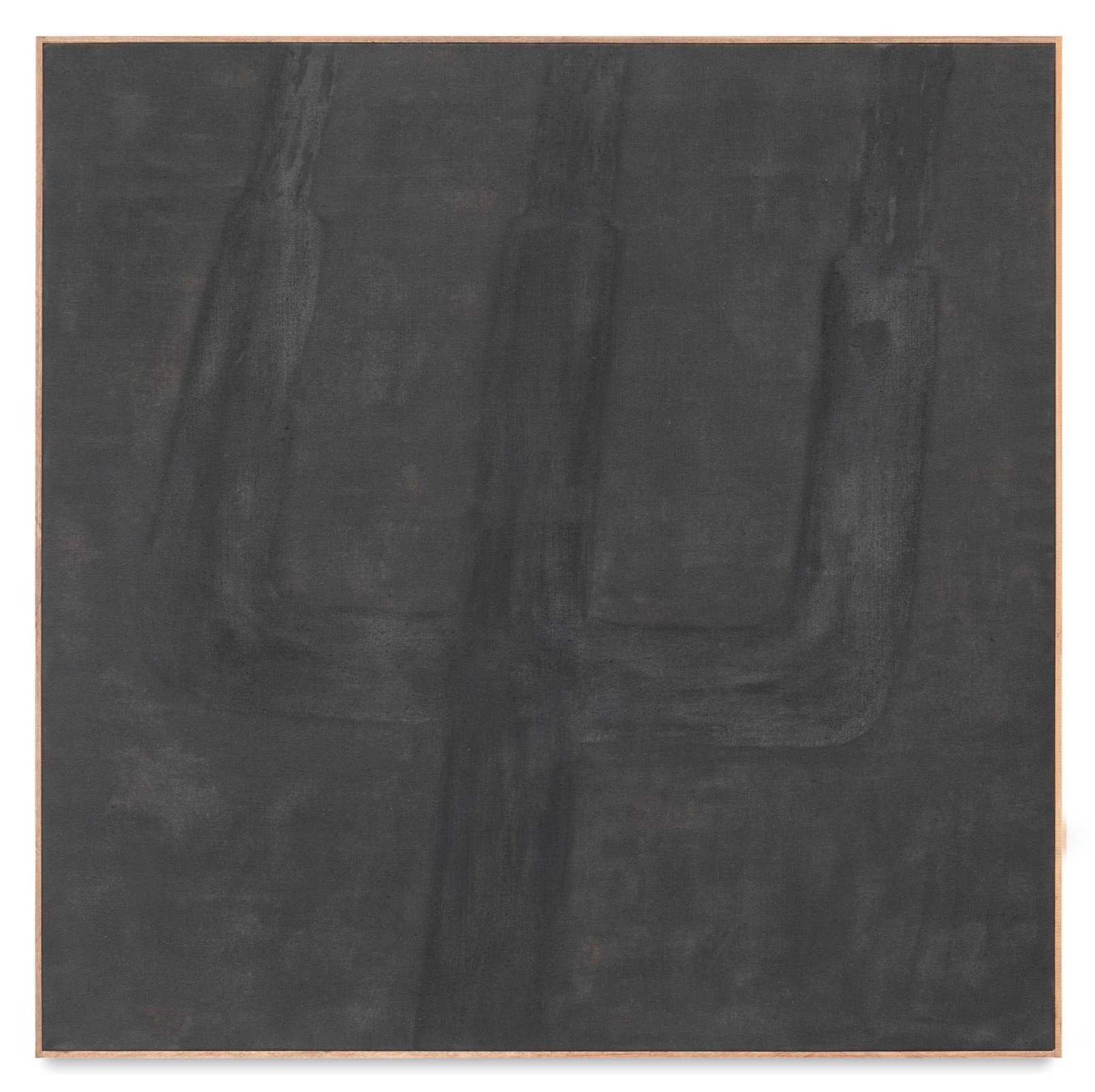 checking the obituaries again II acrylic and charcoal on linen, walnut stain and brass brad frame 36” x 36”