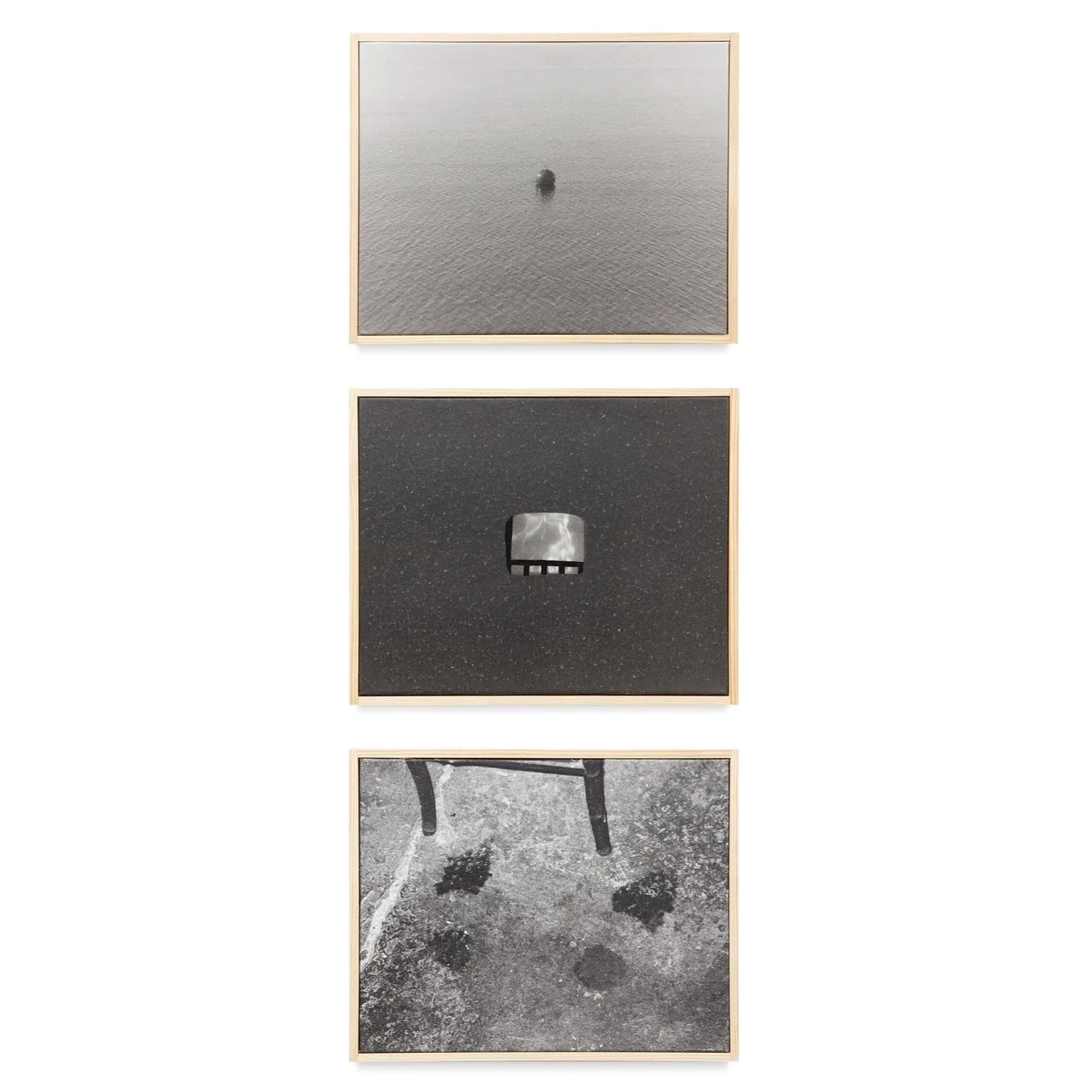  what was once (triptych)  hand printed photographs, acrylic, pine and brass brad frames  8.5” × 10.5” (each) 