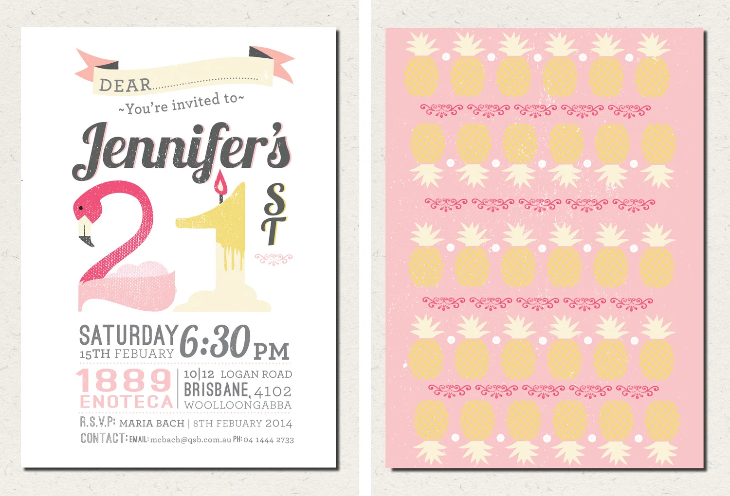 A5 21st Birthday Invitation for Jennifer