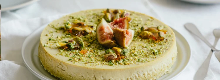 Rosewater Cheesecake with Pistachio Praline